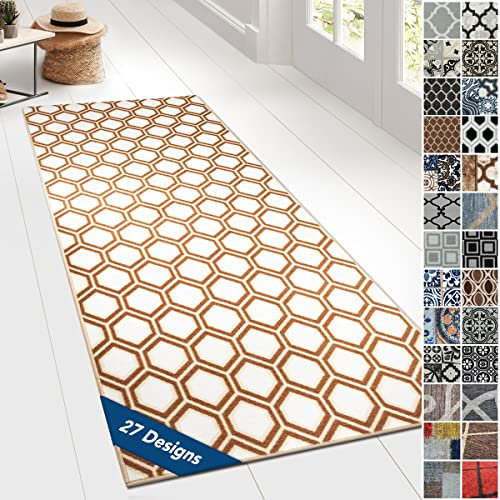 Floordirekt Teppichläufer mit Muster - maßgefertigter Feinschlingen Teppich Läufer für Küche, Flur & Wohnraum - Ornament Vintage Orient Gitter (80 x 300 cm, Cardiff)