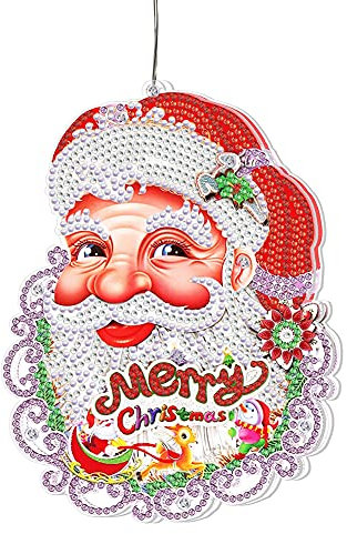 Asslye Diamond Art Painting LED Licht Dekoratives, Weihnachten Diamond Art Painting Nachtlicht, Diamond Art Painting Kit LED Dekoratives Licht für Weihnachtsbaum Hauswand Dekor (J)