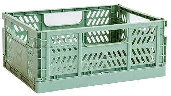 3 Sprouts - Klappboxen Faltbar Stabil - Medium, Stapelbare und Robuste Aufbewahrungslösung für Zuhause und Auto - Grün