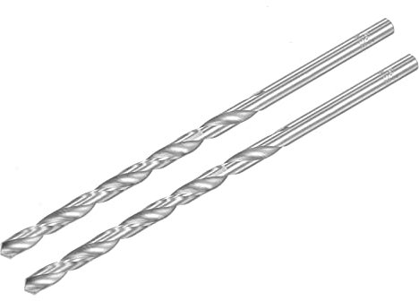 sourcing map HSS(High Speed Steel) Extra Long Twist Drill Bits, 6.5mm Drill Diameter 160mm Length for Hardened Metal Woodwork Plastic Aluminum Alloy 2 Pcs