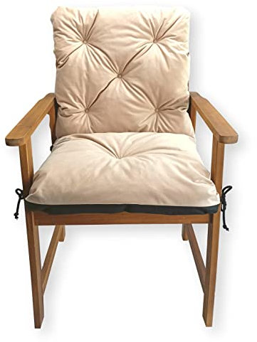 4L Textil Hochlehner Auflagen Gartenstuhlauflagen Sitzauflagen Hochlehner Auflagen Niedriglehner Gartenstuhl Auflage Sitzkissen Polsterauflage (Hochlehner(50x70x50 cm), Beige)