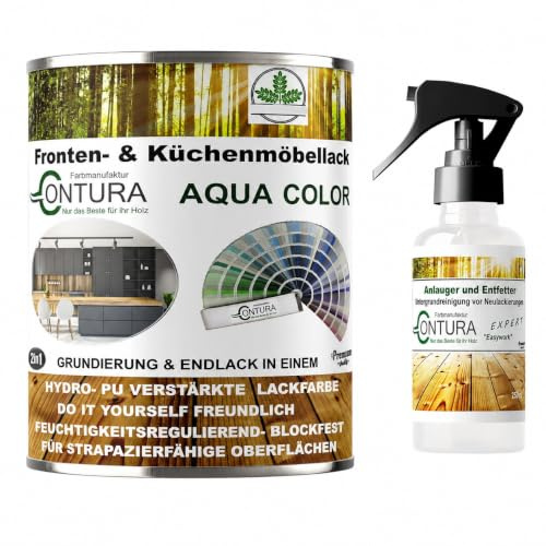 Contura 750ml. Küchenmöbellack nach RAL Möbellack SET mit Anlauger Möbelfarbe Holzlack Buntlack Küchenlack (RAL 3002 Kaminrot)