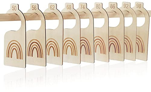 Premium Hölzerne Babykleidung Teiler Garderobe Trenner 9er-Pack - Größen 50-98, Premium Holz für Baby Kleiderschrank