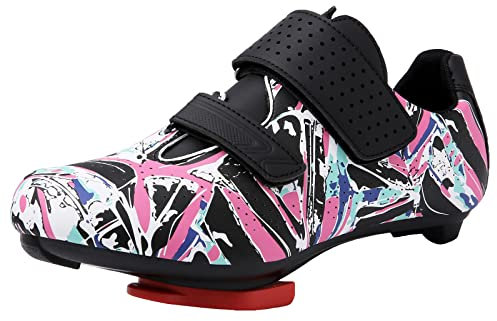 Fahrradschuhe Damen Rennrad Indoor Fahrradschuhe Hook-Ring-Kompatibles Peloton Mit Delta Cleats Lightweight Fashion,Rot,39 EU