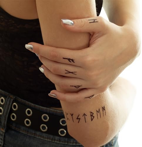 10 x Runen Tattoo Karte - 24 germanische Schriftzeichen - Temporary Body Tattoo (10)