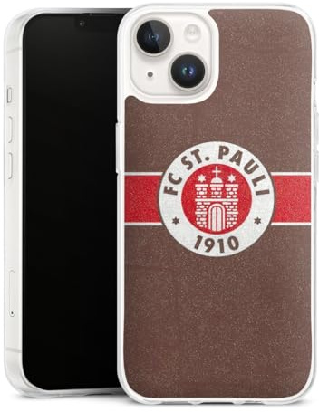 Silikon Hülle kompatibel mit Apple iPhone 14 Case transparent Handyhülle FC St. Pauli Offizielles Lizenzprodukt Logo