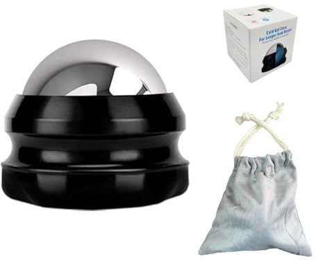 PHCOMRICH Masajeador de Rodillo de Acero Inoxidable - Bola de Masaje de Mano Para Compresión Fría y Caliente - Hielo de Baja Temperatura