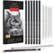 Brusarth Charcoal Drawing Set -12 pcs Black charcoal pencils, White Charcoal Pencils, Eraser Pencils, Blending Stumps for Drawing, Sketching, Shading, Artist Pencils for Beginners & Artists