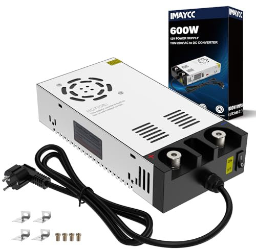 IMAYCC Schaltnetzteil 12V 50A, 600W Transformator 110V AC Auf DC 12Volt Adapter, Spannungswandler Für Standheizung, Labornetzteil, LED Beleuchtung, Industrieanlagen