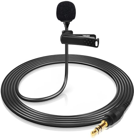 Micrófono de solapa TRS Mini Lavalier de 4 pies de 3.5 mm para Rode Wireless GO, para transmisor de sistema inalámbrico DJI, micrófono de condensador omnidireccional, enchufe macho estéreo de 1/8