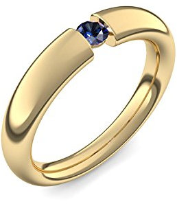 Spannringe Gold Ring Saphir 585 + inkl. Luxusetui + Saphir Ring Gold Saphirring Gold (Gelbgold 585) - Tension Amoonic Schmuck Größe 48 (15.3) AM25 GG585SAFA48