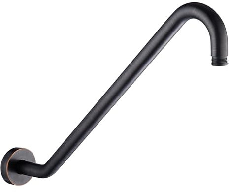 Long Shower Extension Arm with Flange Uvish 17 Shower Head Riser Pipe, Stainless Steel High Rise Shower Head Arm Extender Arm, Standard 1/2 Connection, Oil Rubbed Bronze