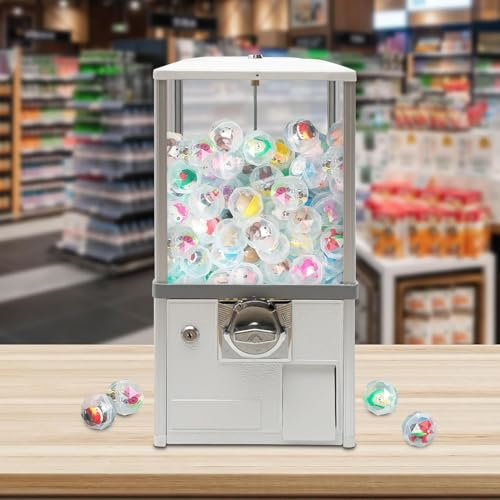 YXFAZPP Mini Vending Machine, Commercial Candy Gumball Machine, Capsule Vending Machine with Locks for 4.5-5.5cm Diameter Capsule Toys, Perfect for Game Stores (White)