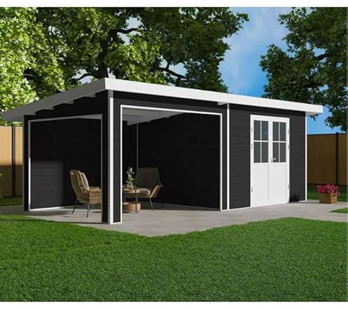 HORI® Gartenhaus WPC Gerätehaus Schuppen Pultdach Blockhaus | 16.60 m² | 2.87 x 6.00 x 2.28 m | Modern Line