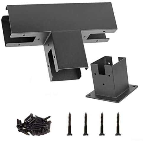 Kit de pergola en acier, supports de pergola d'extérieur, support en bois surélevé en T pour bois de 4 x 4, terrasses, abris de jardin, meubles de jardin (1 lot)