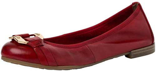 MARCO TOZZI Damen Ballerinas Schuhe Damenschuhe aus Leder mit Zierschnalle, Rot (Red), 40 EU