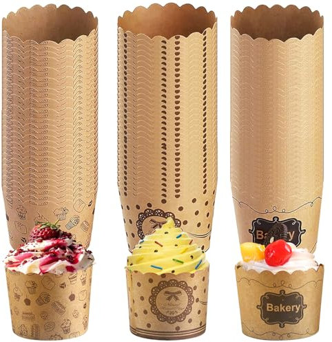 Ksvaye 150 Piezas Moldes Magdalenas Papel Cupcakes Hornear Tazas para Hornear Papel Kraft Magdalenas Papel Muffins Cupcakes para Tartas, Helados, Postres, Decoración, Bodas, Cumpleaños (Marrón)