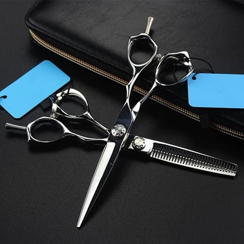 Hair Cutting Scissors, 6 Inch Professional Japan 440c Ice Calcination Hair Scissors Cutting Barber Haircut Thinning Shears Hairdressing Scissors Set Hair Cutting Tools (Set Q)