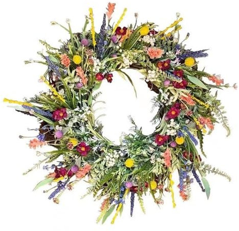 Extra Large Spring Wreath Front Door Wreath Colorful Summer Home Wreath Wreath Farmhouses Versatile Beautiful Cottage And Decoration Spring Wreath All Season Outdoor Farmhouse Wreath For (Green, XL)