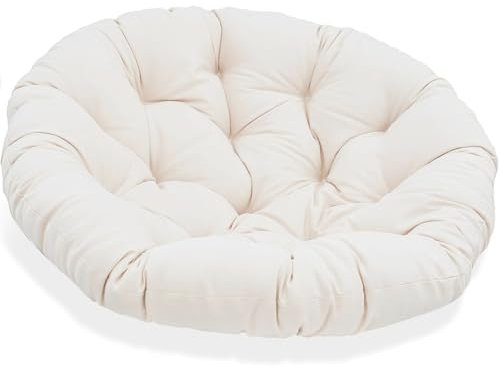 JIcloun Papasansessel Kissen 160cm, Stuhlkissen für Papasan Chair, Wasserdicht Dicke Bodenkissen Rund Groß, Runde Ersatzpolster für Hängesessel Rattansessel Korbsessel Outdoor Gartenmöbel Weiß