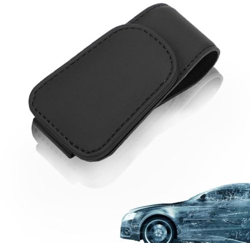 FELEA Brillenhalter für Auto Sonnenblende, für VW Golf GTI 2016-2023 Leder Sonnenbrillen Halterung für Auto Visier Zubehör Brillenhalter für Auto,D-Black