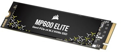 Corsair MP600 Elite SSD NVMe M.2 PCIe Gen4 x4 de 4 TB – M.2 2280 – Lectura Secuencial de hasta 7.000 MB/s – NAND 3D TLC de Alta Densidad – para Ordenadores de Sobremesa y Portátiles – Negro