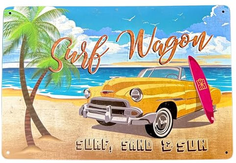 DiiliHiiri Poster, Vintage-Surf-Schild, 30 x 20 cm, dekoratives Retro-Schild als Geschenk für Surfer, antiker Surfer-Stil, für Strandliebhaber (2635-210)