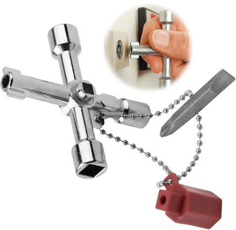 7 in 1 Meter Box Key Multifunctional Radiator Key - Triangle Square Round Gas Meter Box Keys for Gas Water Electric Meter Box Radiator Valve, Zinc Alloy Utilities Opening Key Wrench