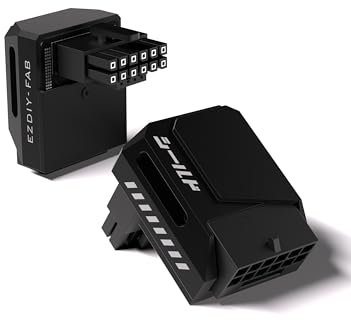 EZDIY-FAB Shield PCIe 5.1 GPU Stromadapter-12VHPWR/12V2x6 16Pin Rechtwinkliger Adapter für 12+4pin RTX 3090Ti 4070Ti 4080 4090 GPU,Rechter 90 Grad Winkel-STD Typ,Schwarz,1Pack