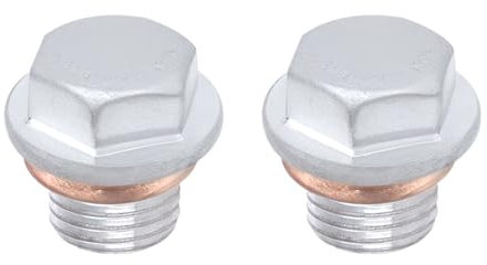 eMagTech 2pcs Tapón de Drenaje de Cárter de Aceite Y Arandela Compatible con Nissan Micra Almera Navara 350Z 200SX Tapón de Drenaje de Aceite de Cabeza Hexagonal de 14 Mm M12 X1,25