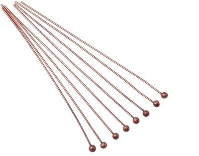 Wisafory 200 Stück Kugelkopf Pins Kugelkopfstifte Messing Ball End Headpins Head Ball Pins Schmuck Kopfnadeln Pin für DIY Schmuckherstellung Ohrringe Armbänder Halsketten Ketten Rote Bronze 0.6*50mm