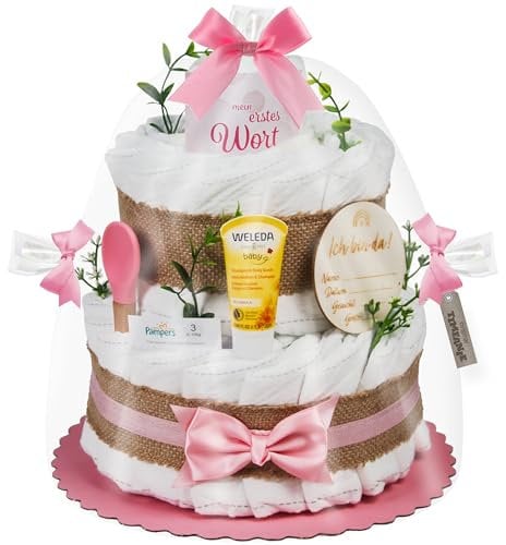 Timfanie® Windeltorte | Boho Baby-Cake | rosa | 0-8 Monate