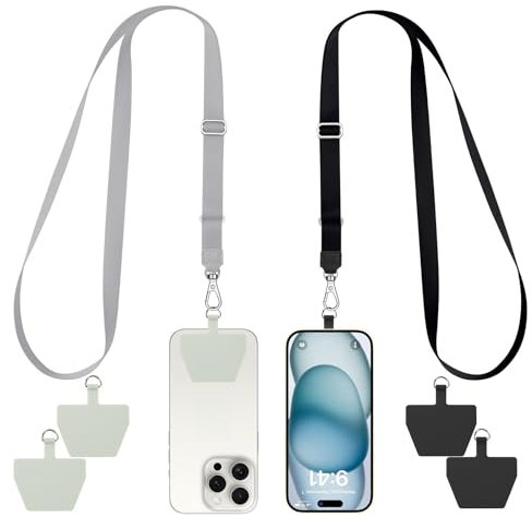 flintronic Mobile Phone Lanyard, 2PCS Adjustable Collar Lanyard with 4 Patches, Adjustable Universal Cell Phone Cord Strap for Neck Strap Crossbody Strap Wrist Strap, Compatible with most Phone Cases