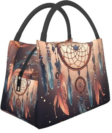 QMNSEHF Indianer-Lunch-Tasche für Damen und Herren, isolierte Lunchbox, wiederverwendbar, auslaufsicher, Kühltasche für Picknick, Arbeit