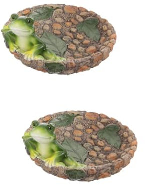 Toddmomy 2 Pièces Grenouille De Piscine Décor De Grenouille De Jardin Statue De Grenouille Porte- Grenouille Ours Mini-Grenouilles Fontaine Solaire pour Bain d'oiseaux Peluche Résine