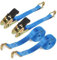 VerdeTrove Heavy Duty Ratchet Straps with Hooks - 6M x 25MM Tie Downs Straps for Secure Cargo & Equipment Fastening (2PCS/BLUE)