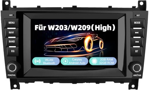 Hexinex Autoradio für Mercedes C-Klasse W203/W209/CLC/CLK | Android 13 | 8 Zoll Touchscreen | 2GB RAM + 32GB ROM | CarPlay & Android Auto | Bluetooth | Lenkradsteuerung