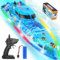 Bateau Télécommandé Enfant 3 Modes D'éclairage LED,Jouet Bain Bateau RC Piscine Électrique Entièrement Étanches Garçons Filles,Fonction D'alerte Batterie Faible Batterie Rechargeable,Contrôle 2.4 GHz