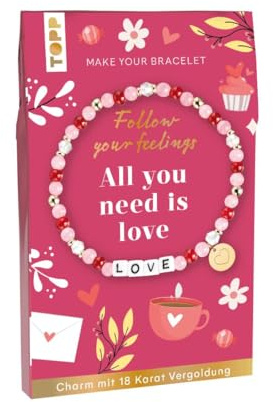 Follow your Feelings - Make your bracelet - Schmuckset Love: Anleitung und Material für ein Armband. Mit gestalteter Geschenkkarte
