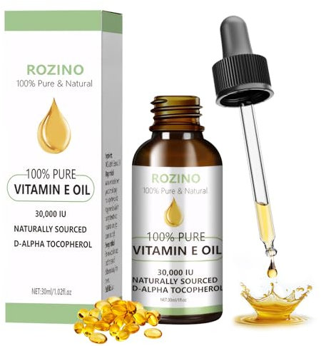 Olio di vitamina E, vitamina E, olio biologico per cosmetici, Bio Vit E Gocce per cicatrici, viso e corpo, ingredienti naturali, rassodante la pelle, 30 ml