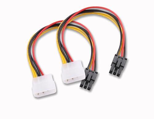 ELFJMZP (2PCS 4 Pin Molex to 6 Pin Video Card GPU Power Supply Cable PCI-E Male Graphics Card Adapter