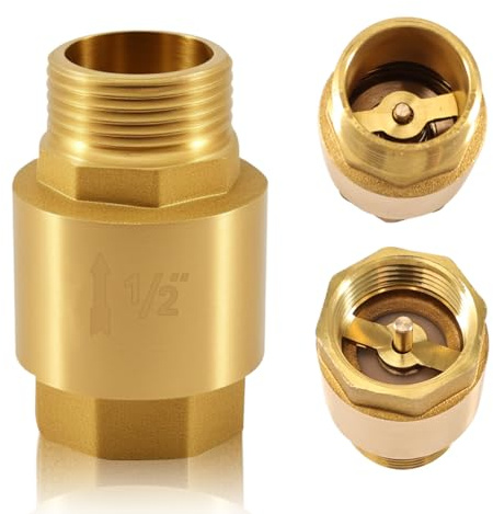 Valvola di ritegno in ottone da 1/2 pollici, 1/2 AG x 1/2 IG, DN15 con filettatura interna e filettatura esterna, valvola di ritegno in ottone verticale da 1/2 per tubo dell'acqua, scaldabagno
