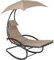 Meisterhome Schaukelliege Garden Pleasure Sonnenliege Stahl Relaxliege Gartenliege Liegestuhl wetterfest Schwungliege 120 kg Belastung (Beige)