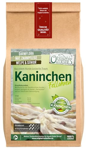ORIGINAL LECKERLIES® 500g Kaninchenohren mit Fell, natürlicher Darmputzer! | Proteinreich. Naturbelassene Kaninchenohren mit Fell. Ideal für Allergiker (Monoprotein) und magenempfindliche Hunde.