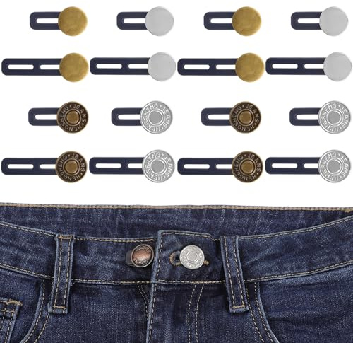 IANFAN 16 Stück Hosenbunderweiterung Knopf, Verstellbarer Hosenknopf Verlängerung Hosenerweiterung Schwangerschaft Hosen Expander Button für Jeans