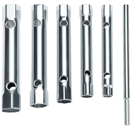 QWORK® 6-teiliges Rohrsteckschlüssel-Satz, 8 x 9 mm - 16 x 17 mm Rohr-Steckschlüsseln & Drehstift