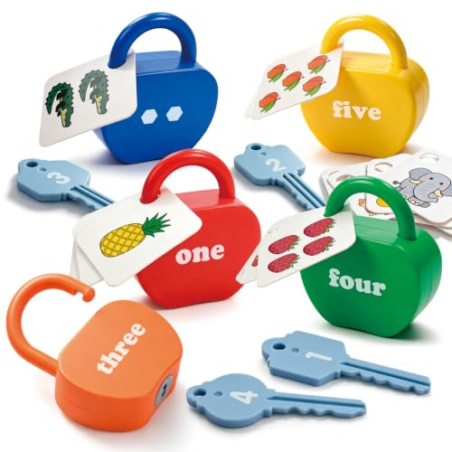 YYDeek Locks and Key Toddler Toys, Number Learning Counting Blocks for Kids | 5 Set Travel Toys for Toddlers on Plane, Montessori Toys for 2 3 4 Year Old, Early Educational Development & Activity Toys