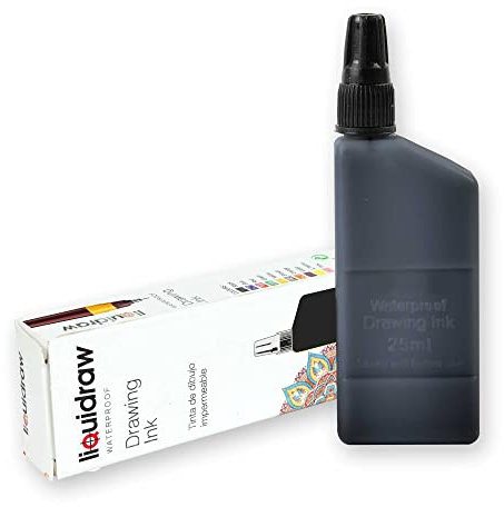 Liquidraw Technical Pen Waterproof Drawing Ink Black 25ml (Compatible with Rotring Isograph Pens) NK100 - BL