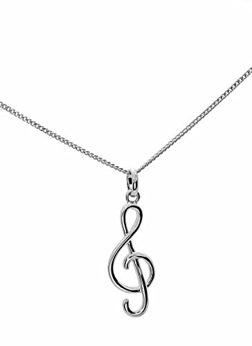 Pendentif clef clé de sol avec chaine 50cm pour homme en véritable Argent Massif 925 et ecrin
