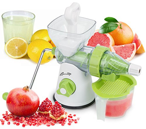 sumuya Manual Juicer, Multi Functional Slow Masticating Single Auger Assembled Manual Fruit Juicer Ideal For All Fruit Vegetable And Wheatgrass with Cup Green